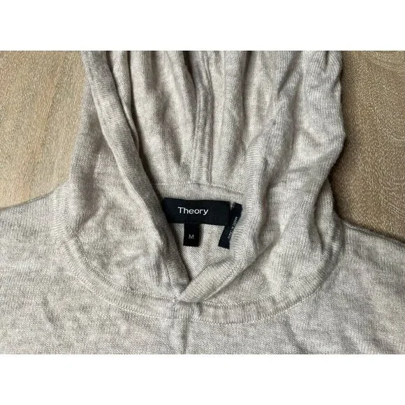 Theory Aria Hooded Pullover Sweater in Cream Beige Size Medium Wool Blend - Picture 3 of 8